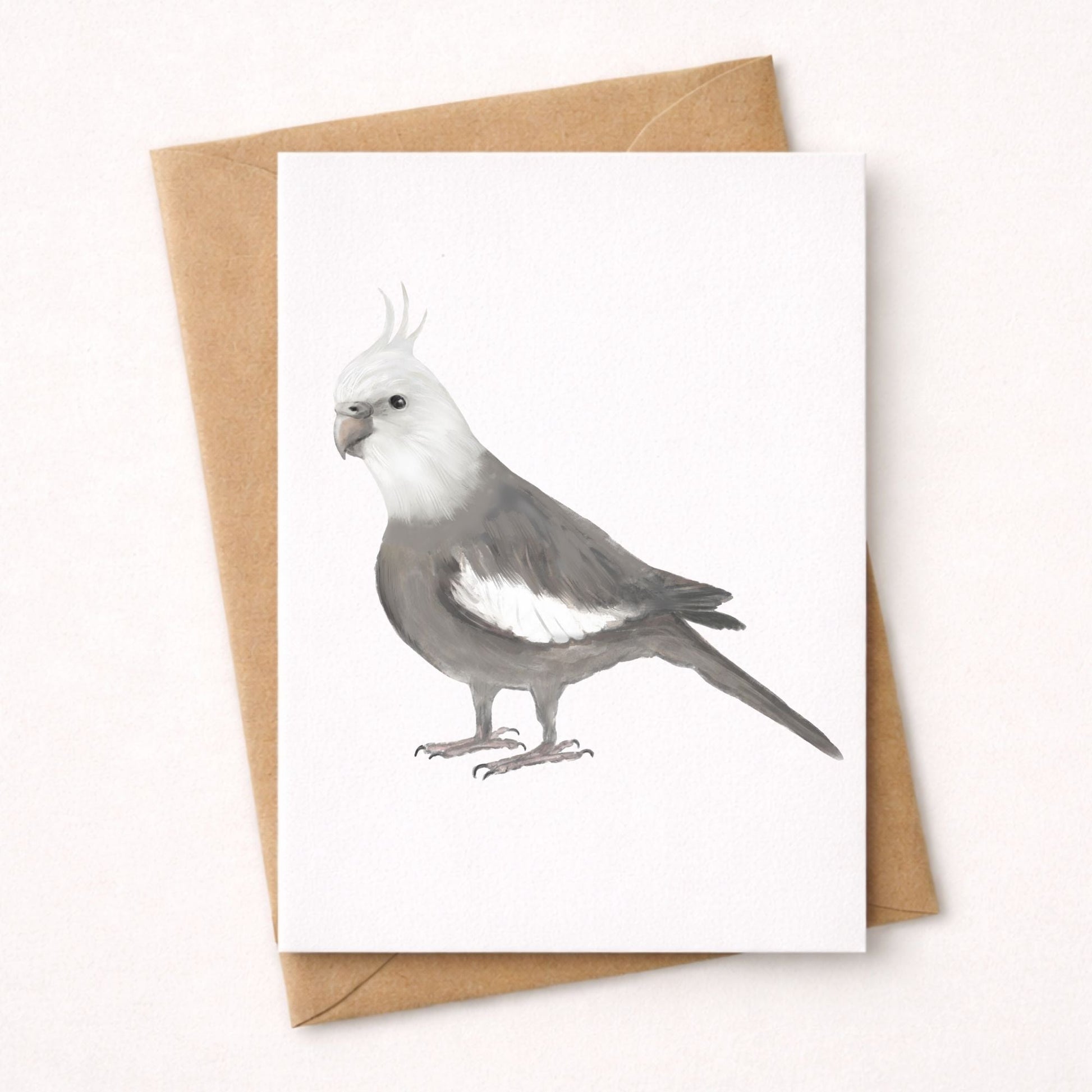 White Faced Cockatiel Postcard - MerikaArt