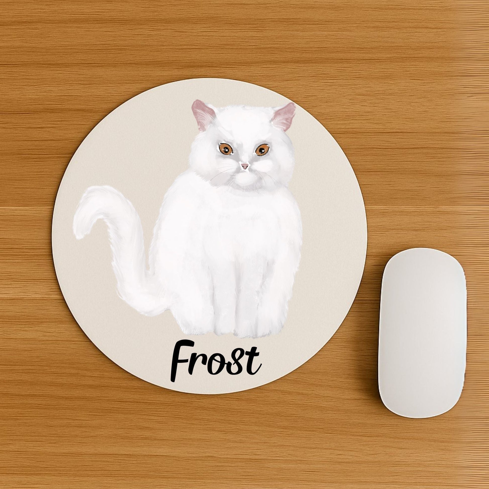 White Persian Cat Mousepad - MerikaArt
