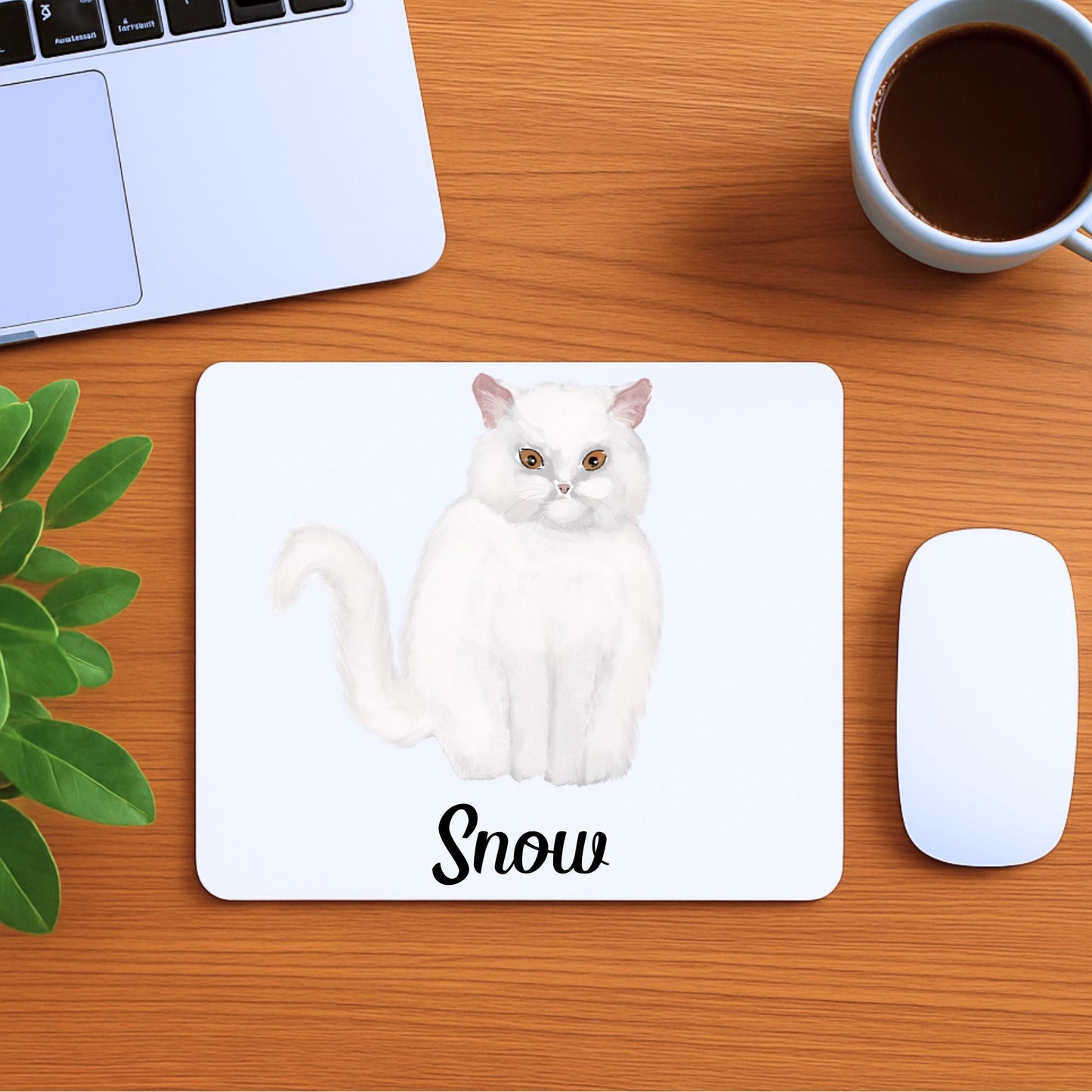 White Persian Cat Mousepad - MerikaArt