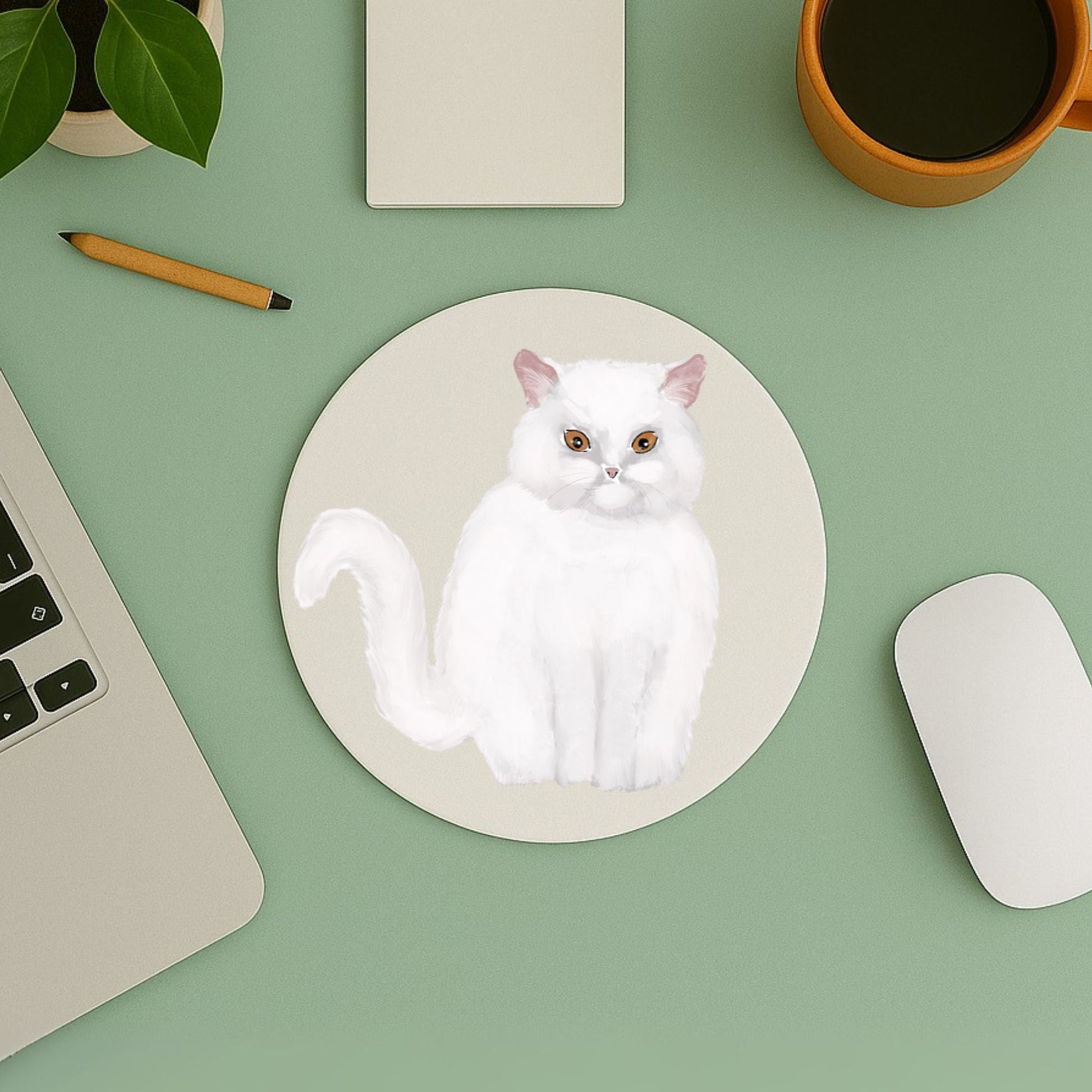 White Persian Cat Mousepad - MerikaArt