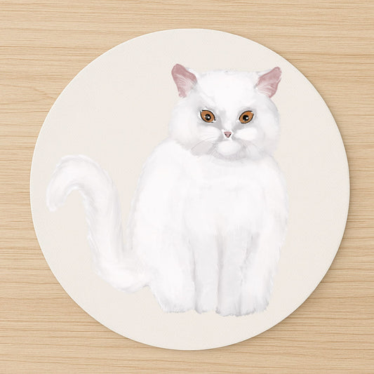 White Persian Cat Mousepad - MerikaArt
