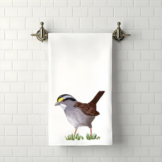 White - throated Sparrow Bathroom Towel - MerikaArt