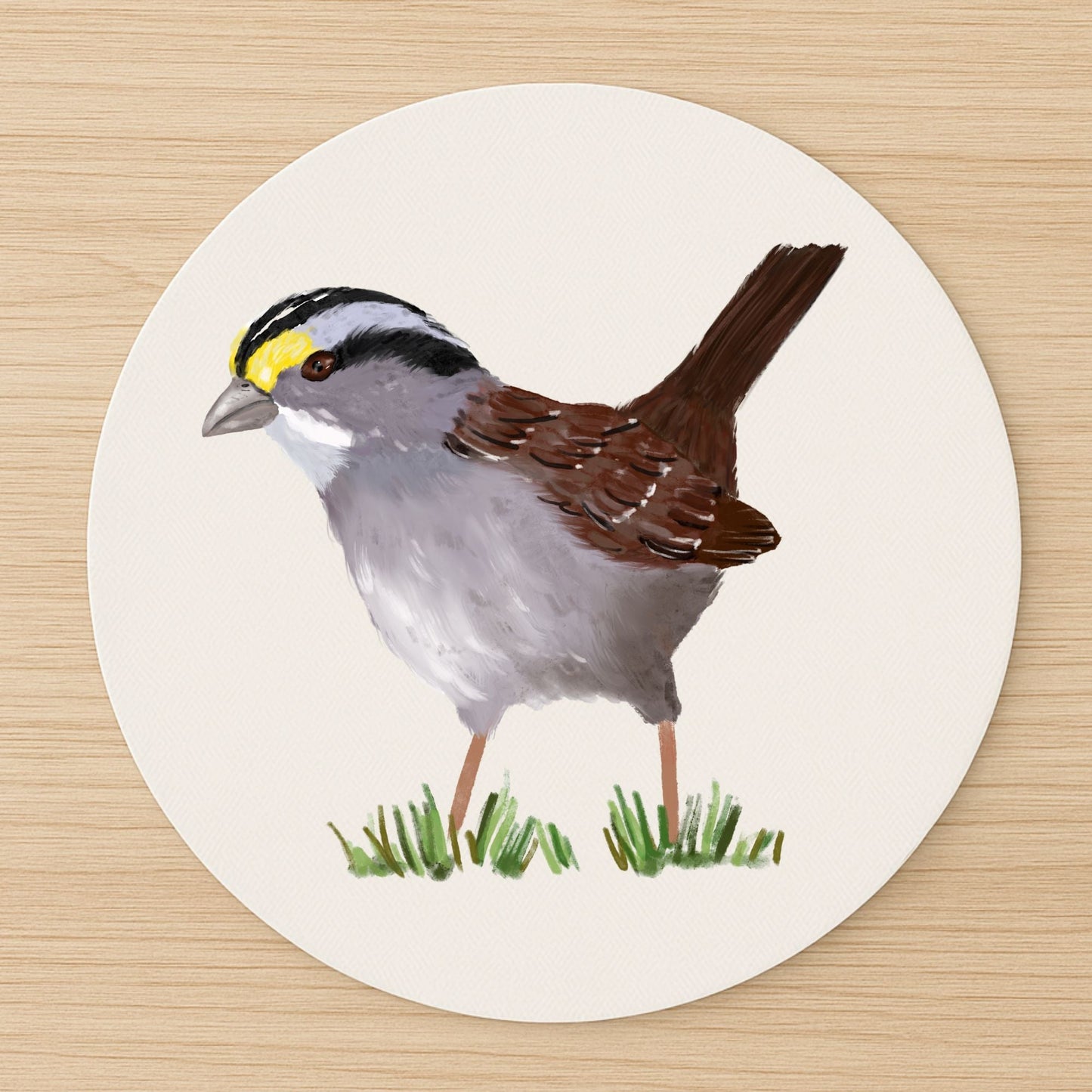 White - Throated Sparrow Mousepad - MerikaArt