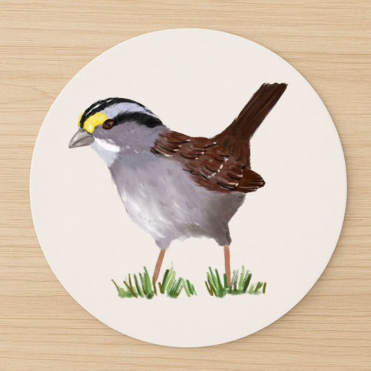 White - Throated Sparrow Mousepad - MerikaArt