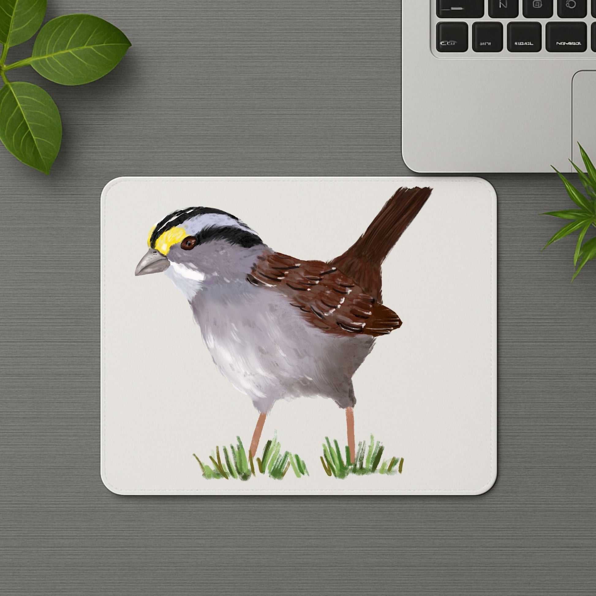 White - Throated Sparrow Mousepad - MerikaArt