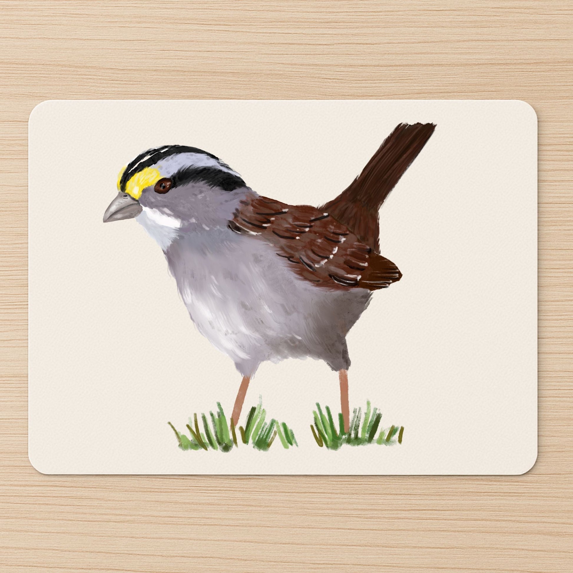 White - Throated Sparrow Mousepad - MerikaArt
