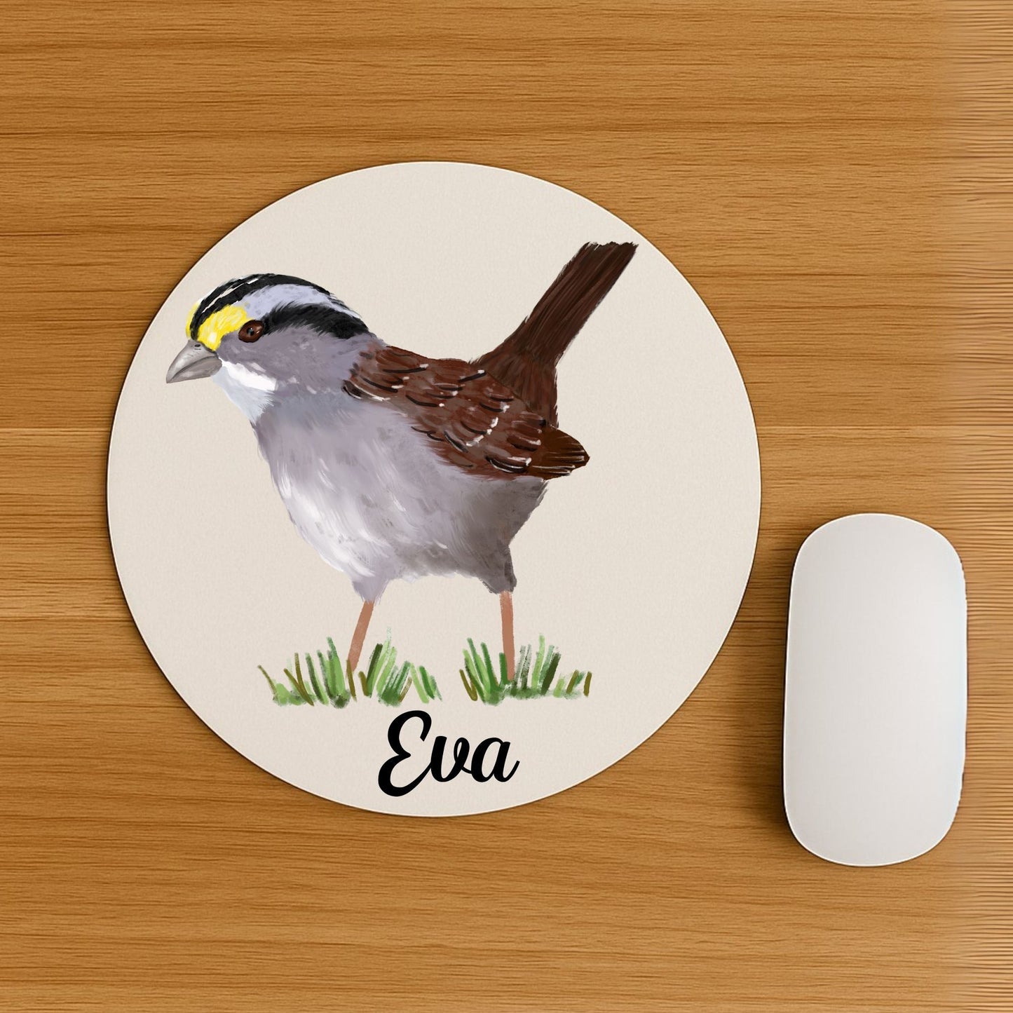 White - Throated Sparrow Mousepad - MerikaArt