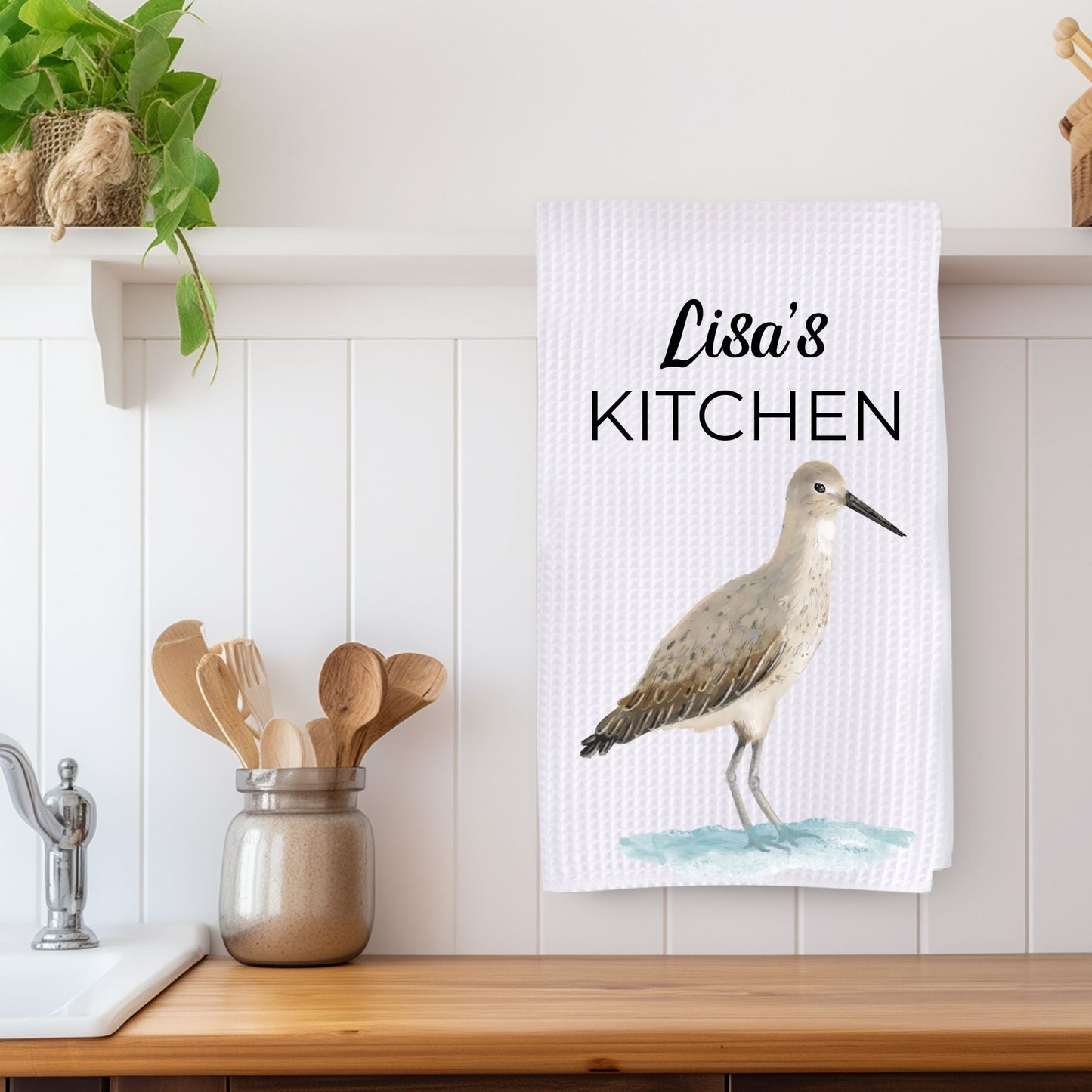 Willet Shorebird Kitchen Towel - MerikaArt