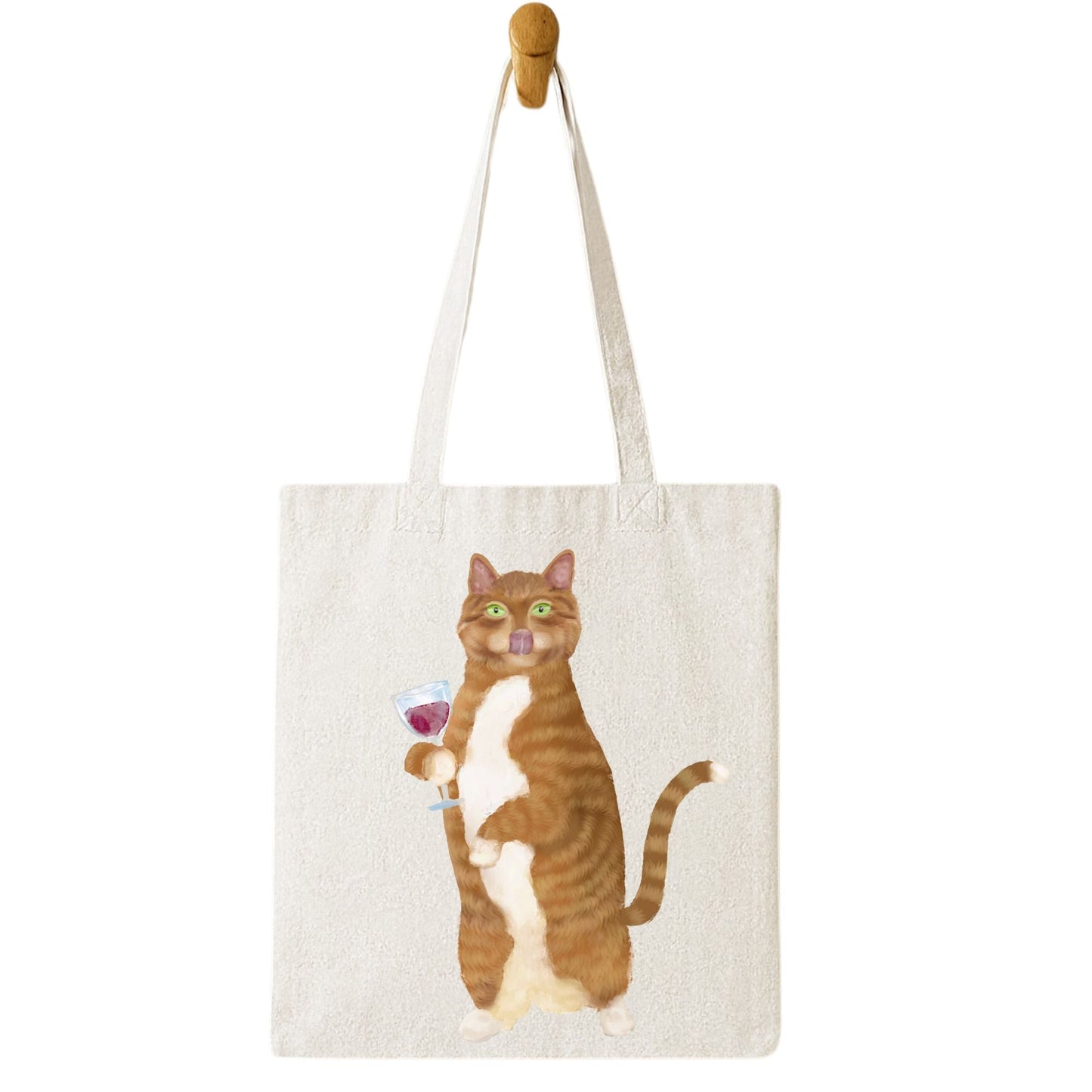 Wine Cat Canvas Tote Bag - MerikaArt