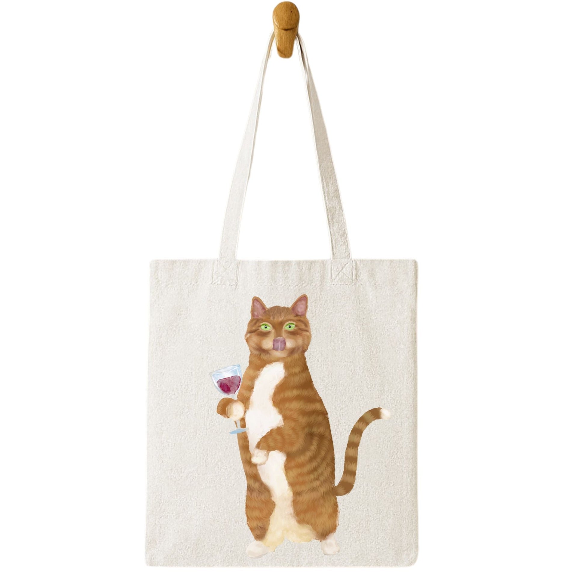 Wine Cat Canvas Tote Bag - MerikaArt
