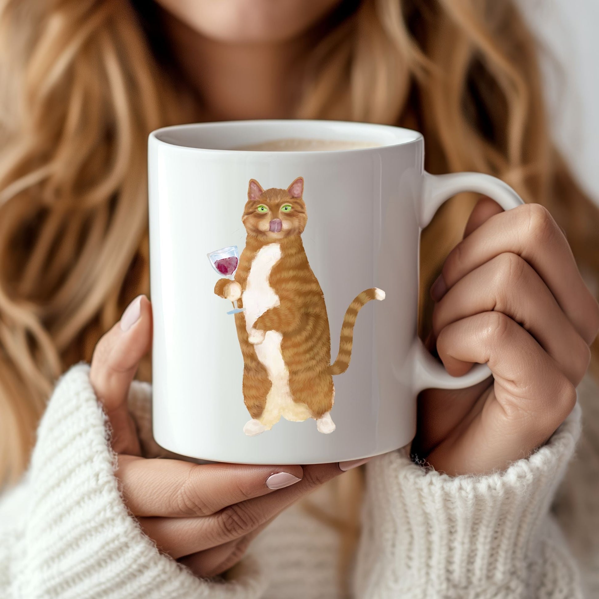 Wine Cat Mug - MerikaArt