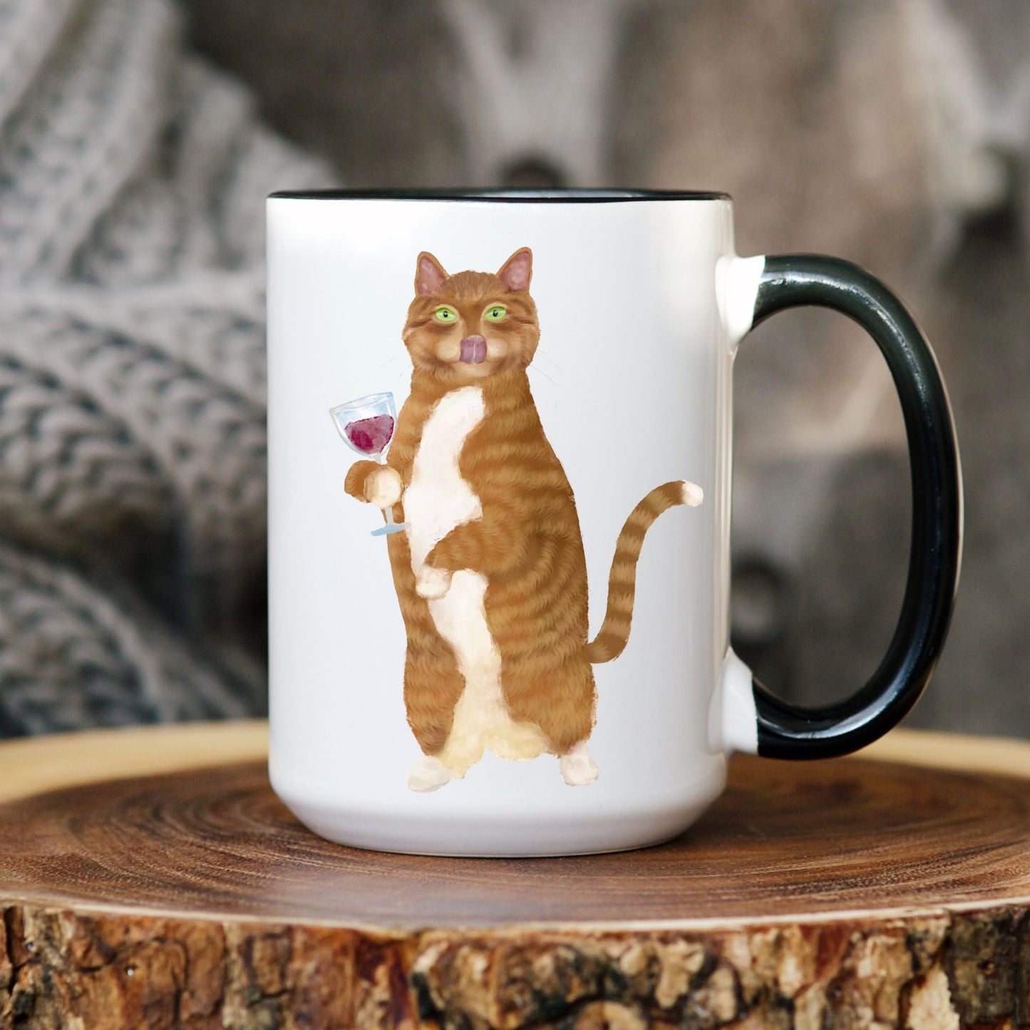 Wine Cat Mug - MerikaArt