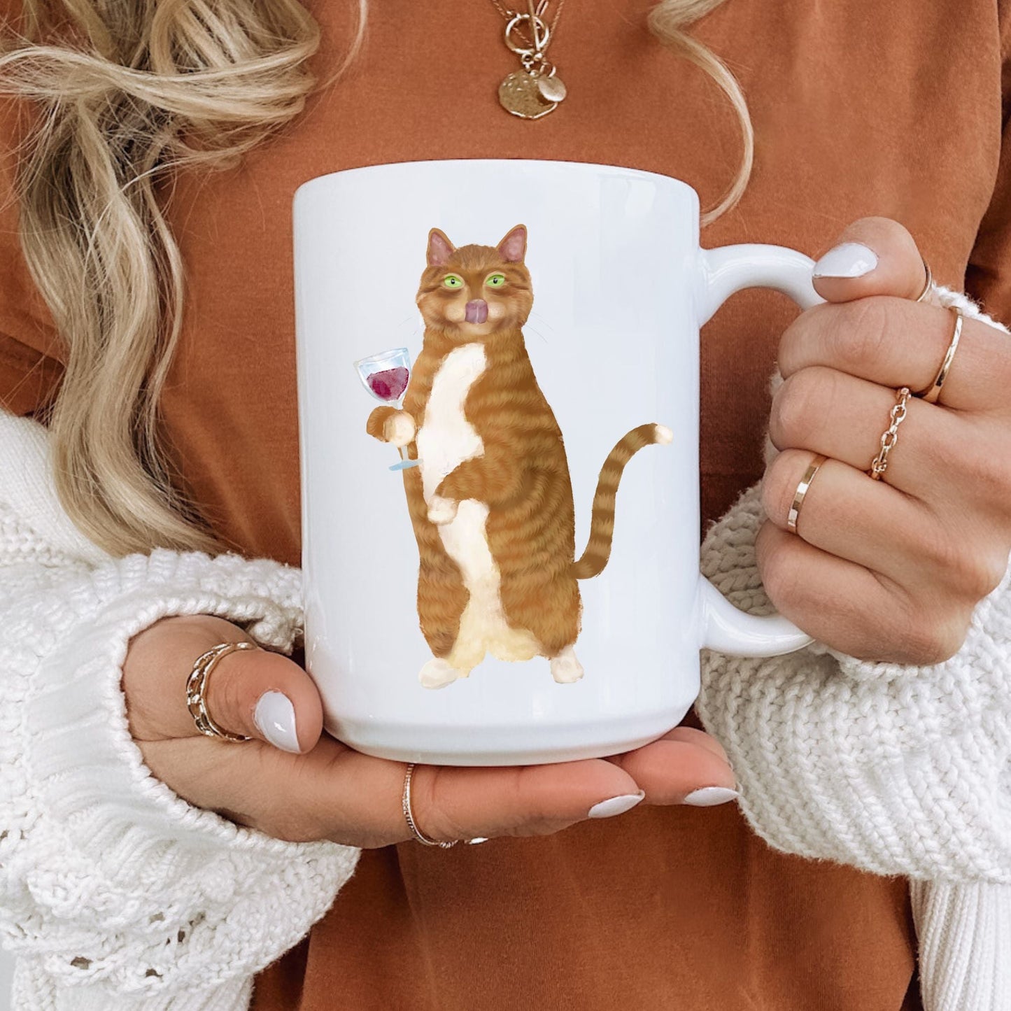 Wine Cat Mug - MerikaArt