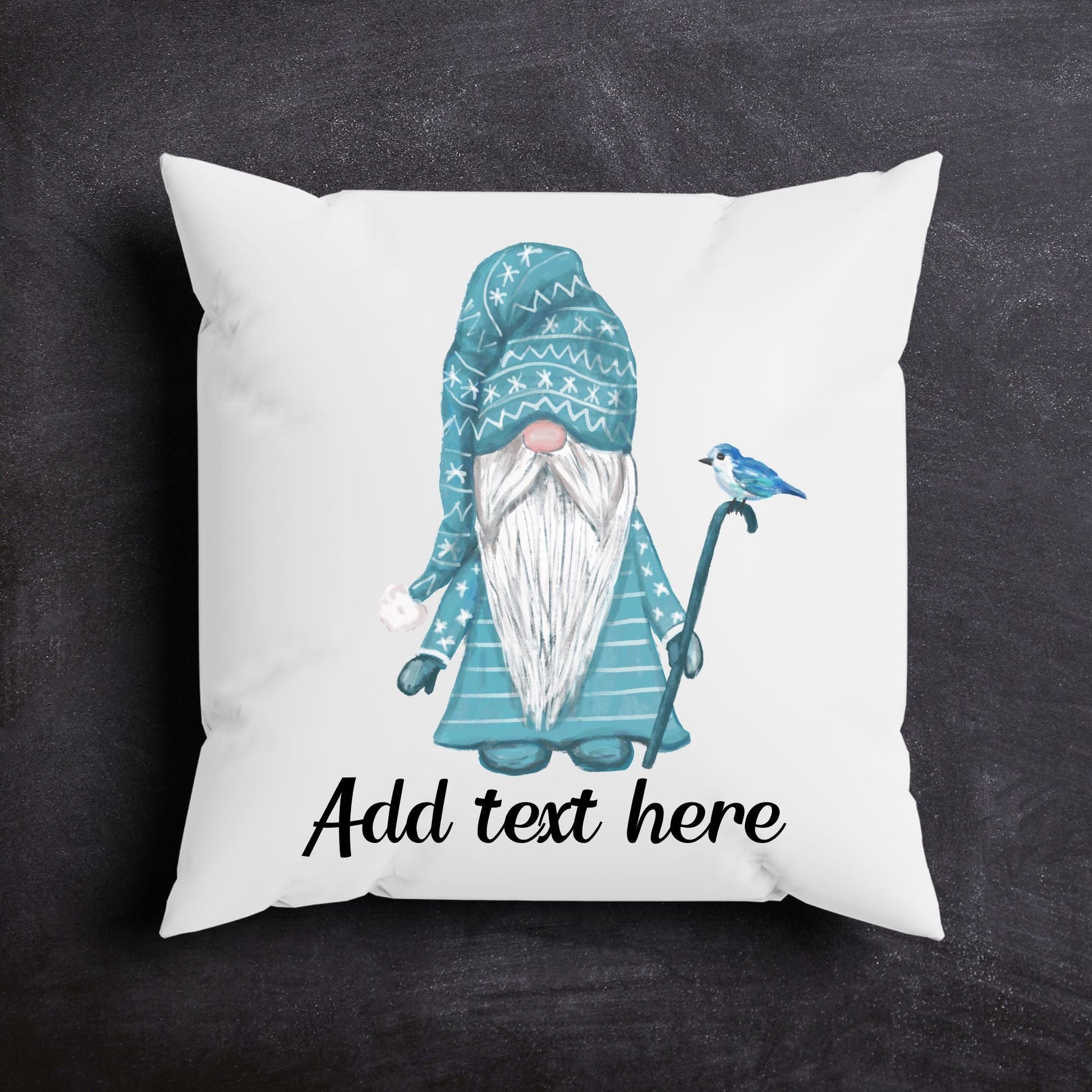 Winter Gnome with Bird Pillow - Cozy Seasonal Home Decor - MerikaArt