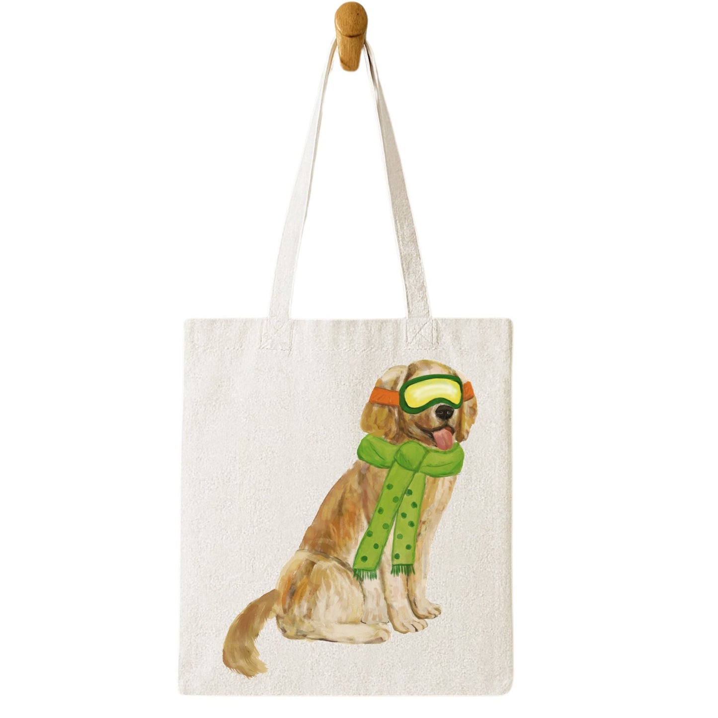 Winter Golden Retriever Canvas Tote Bag - MerikaArt