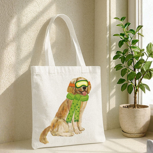 Winter Golden Retriever Canvas Tote Bag - MerikaArt