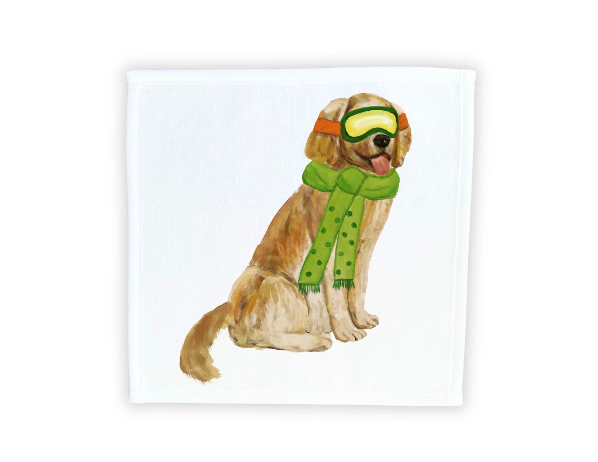 Winter Golden Retriever Washcloth - MerikaArt