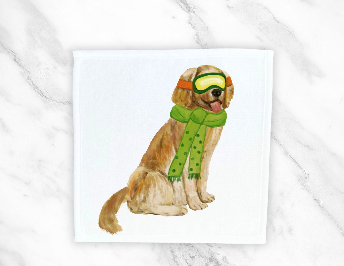 Winter Golden Retriever Washcloth - MerikaArt