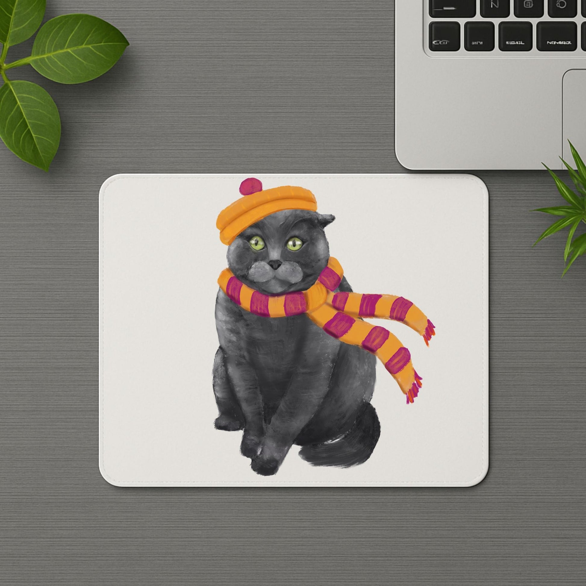 Winter Gray Cat Mousepad - MerikaArt