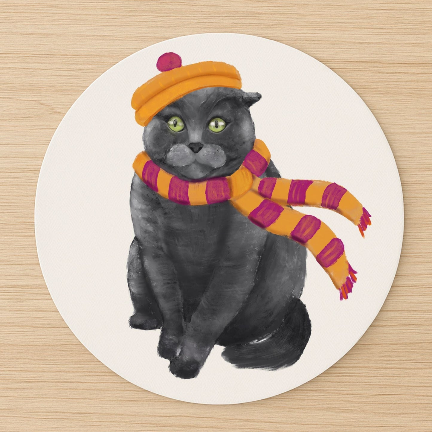Winter Gray Cat Mousepad - MerikaArt