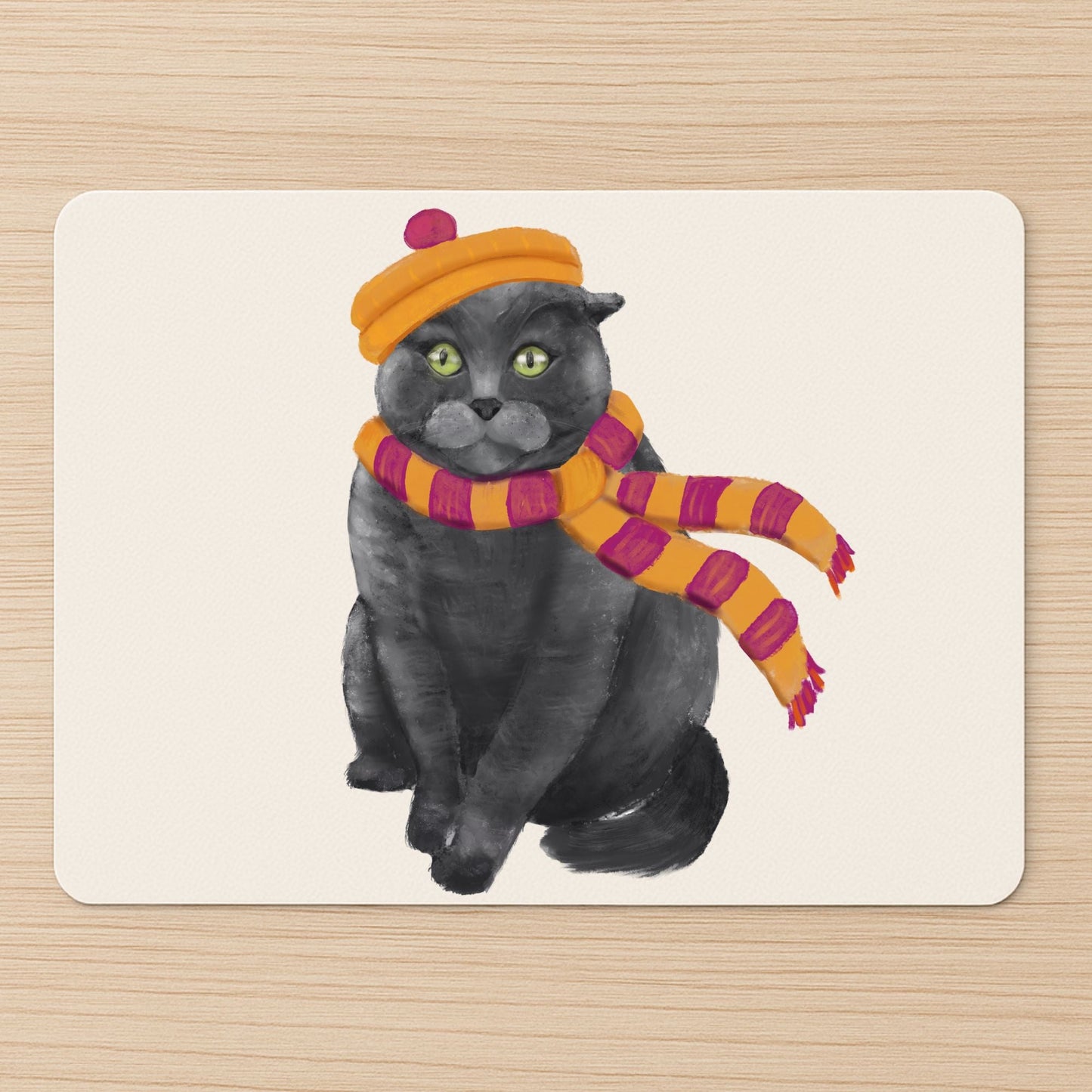 Winter Gray Cat Mousepad - MerikaArt