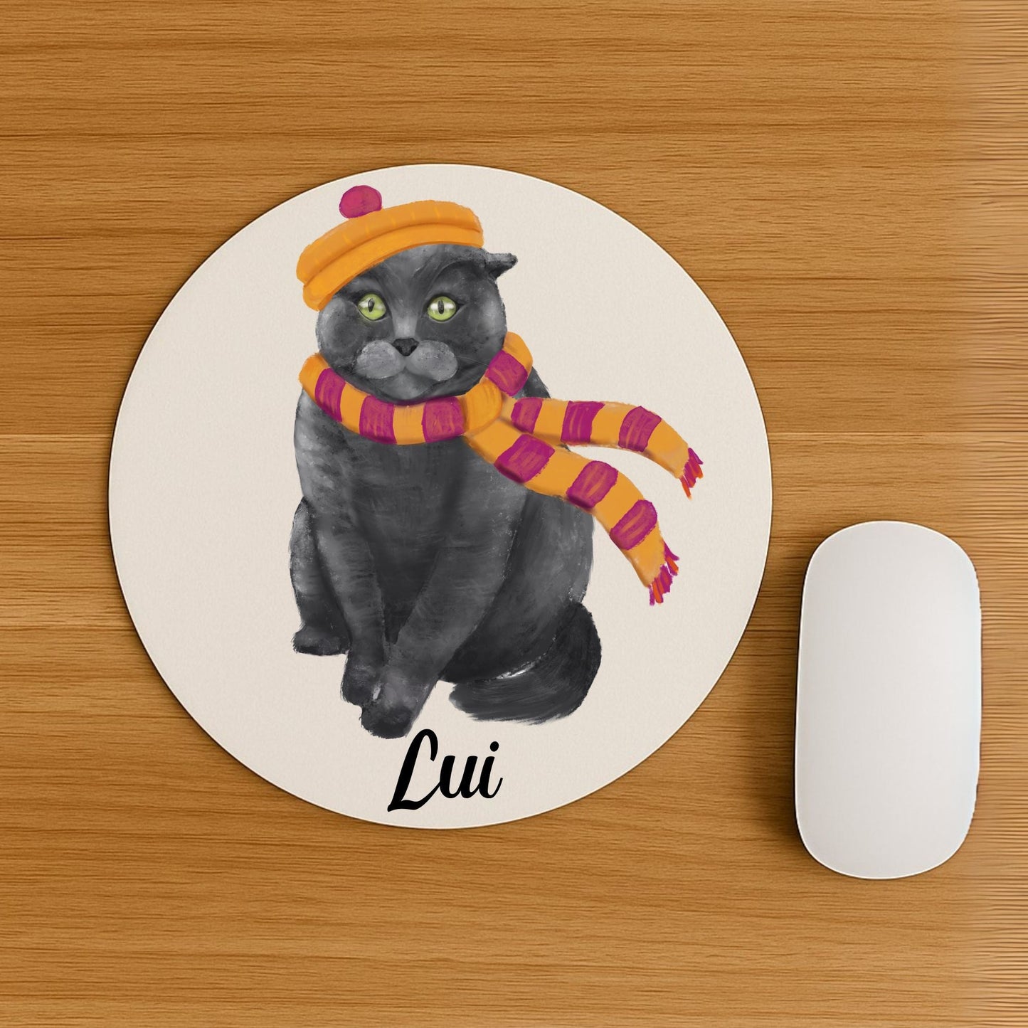 Winter Gray Cat Mousepad - MerikaArt
