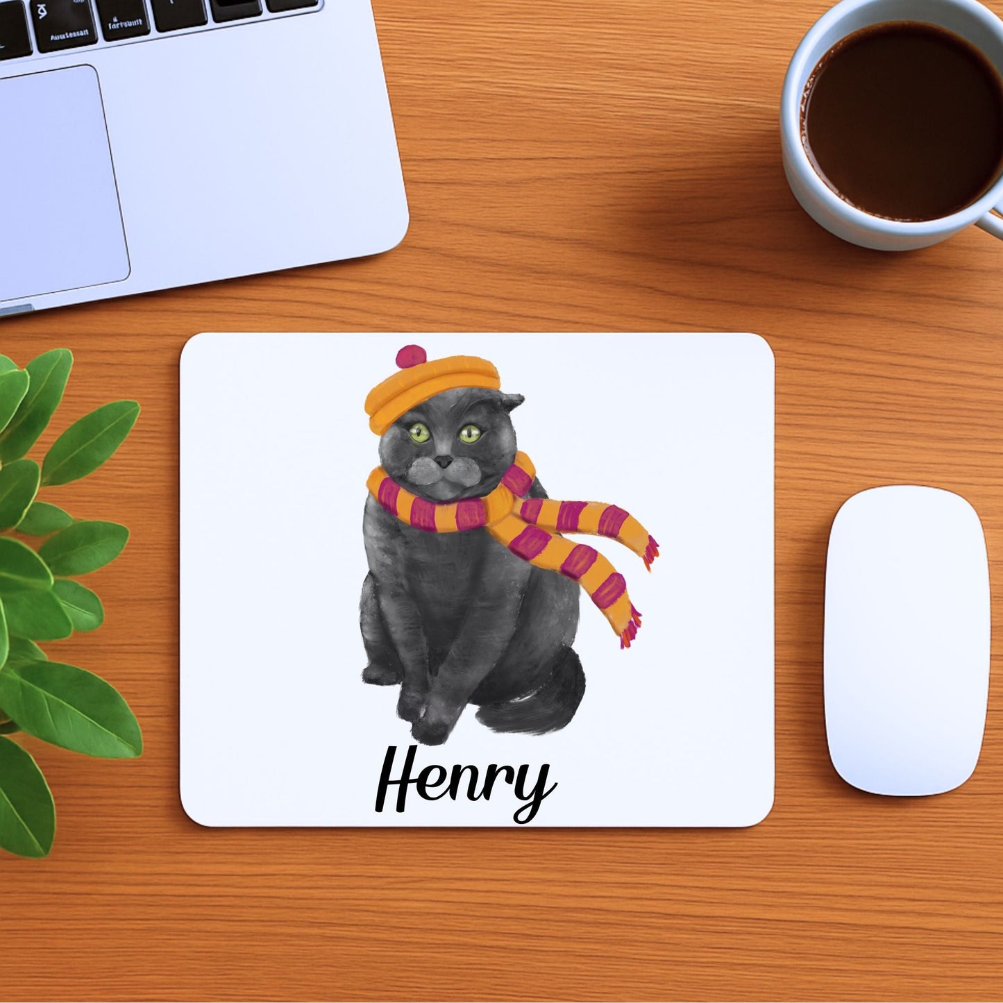 Winter Gray Cat Mousepad - MerikaArt