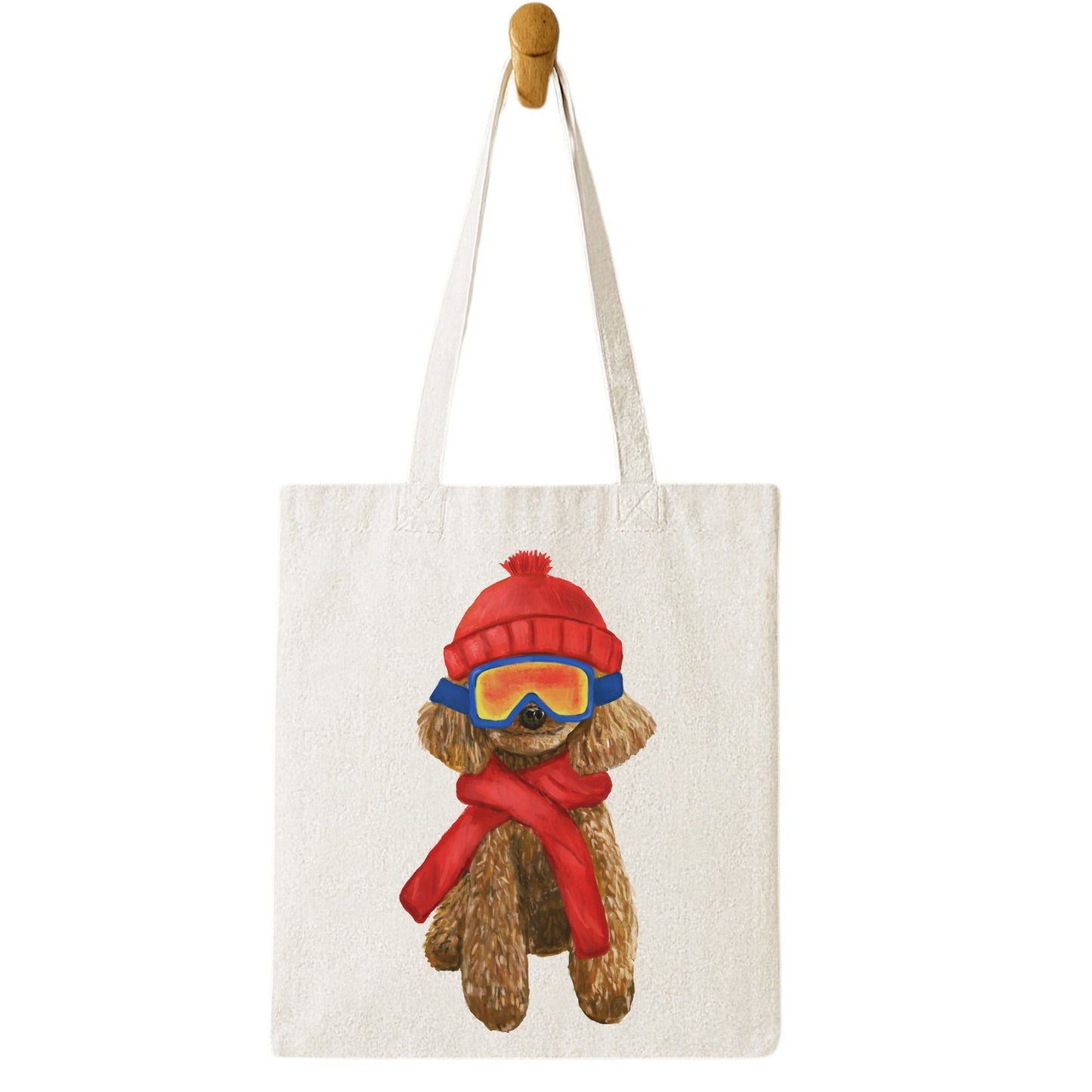 Winter Poodle Canvas Tote Bag - MerikaArt