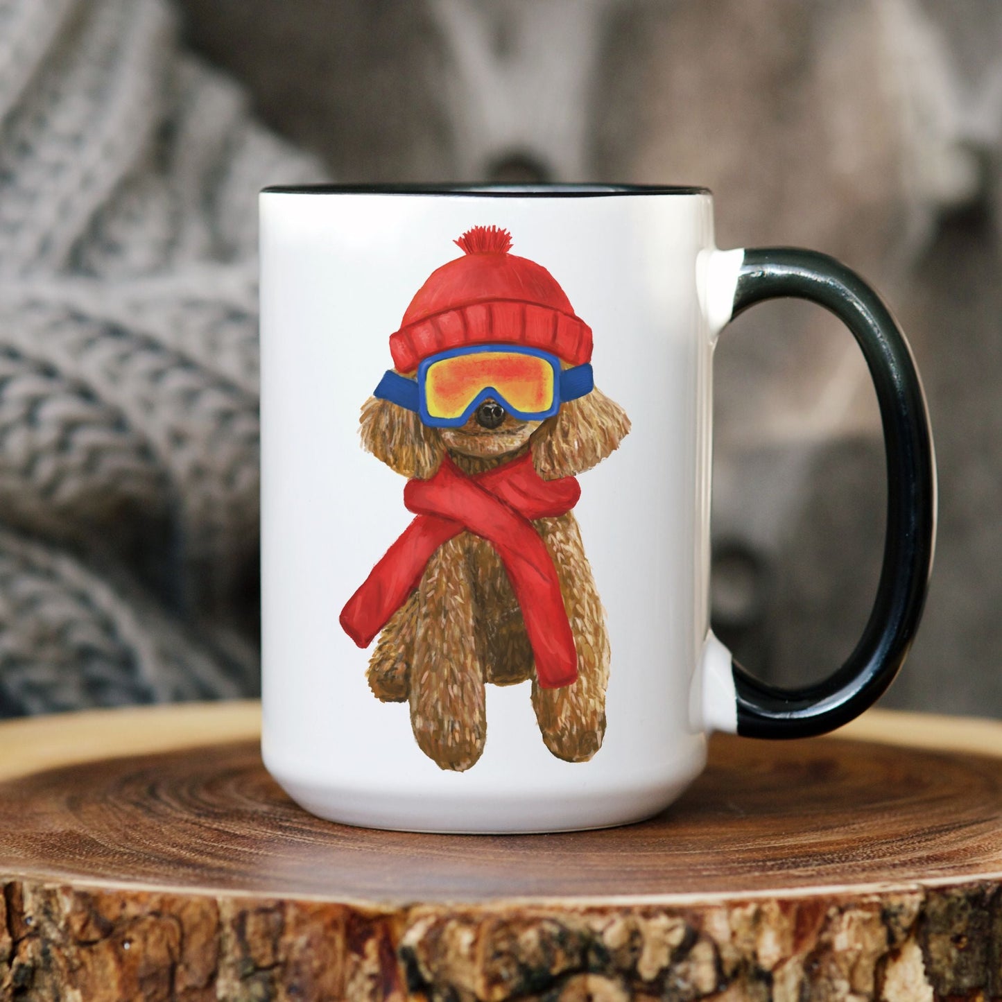 Winter Poodle Mug - MerikaArt