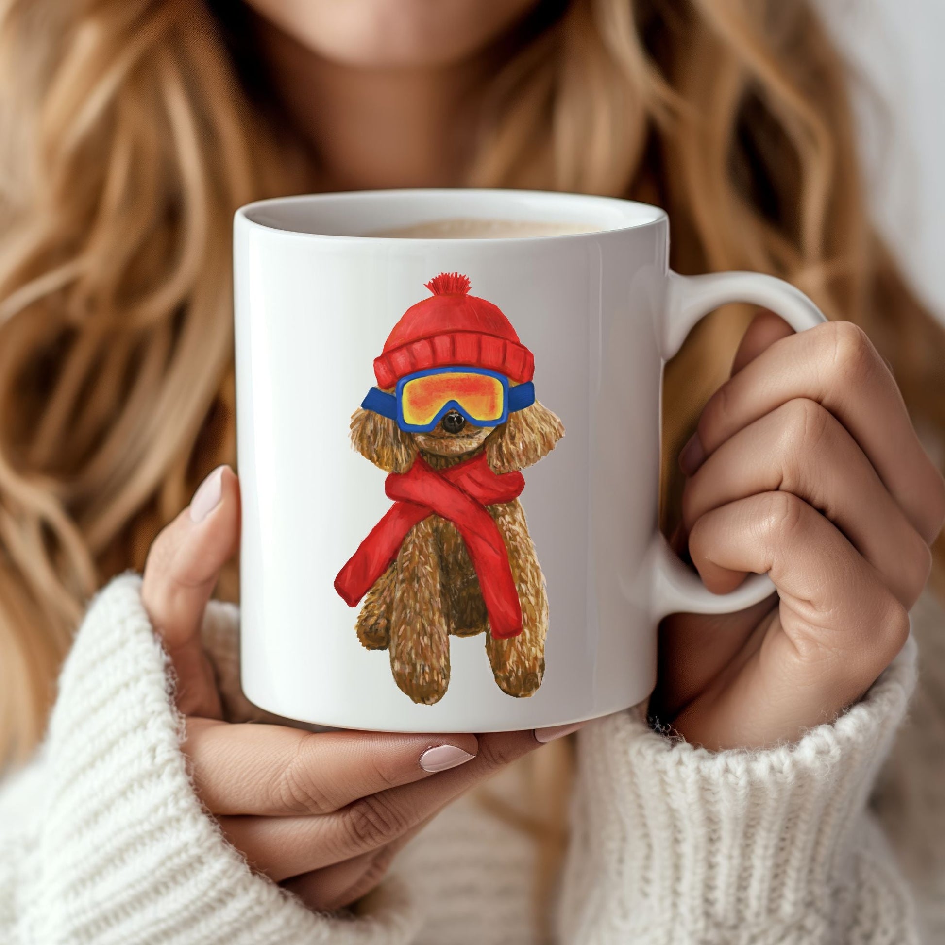 Winter Poodle Mug - MerikaArt