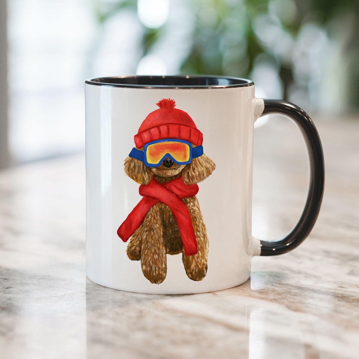 Winter Poodle Mug - MerikaArt