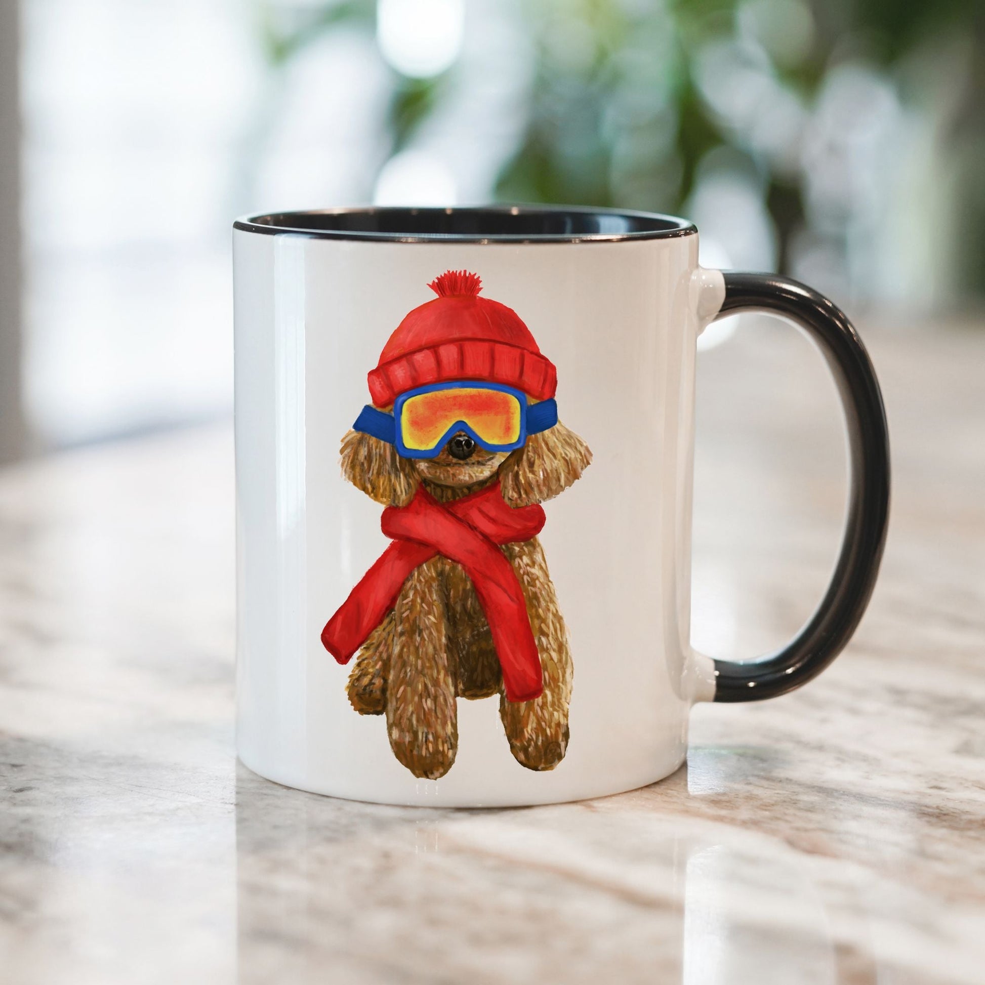 Winter Poodle Mug - MerikaArt