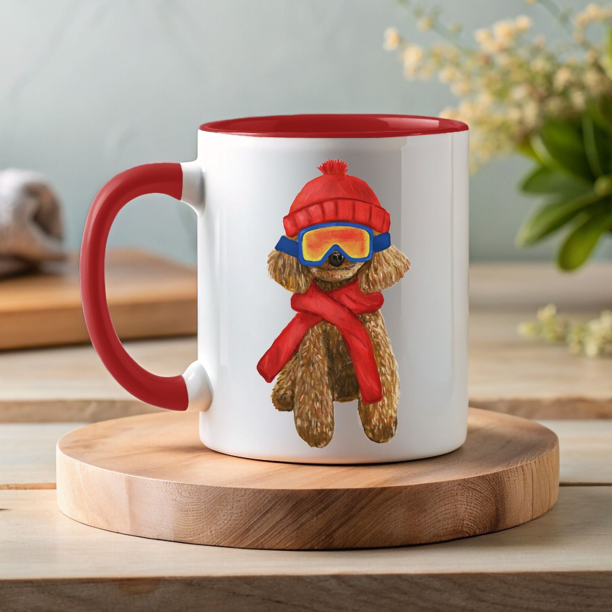Winter Poodle Mug - MerikaArt
