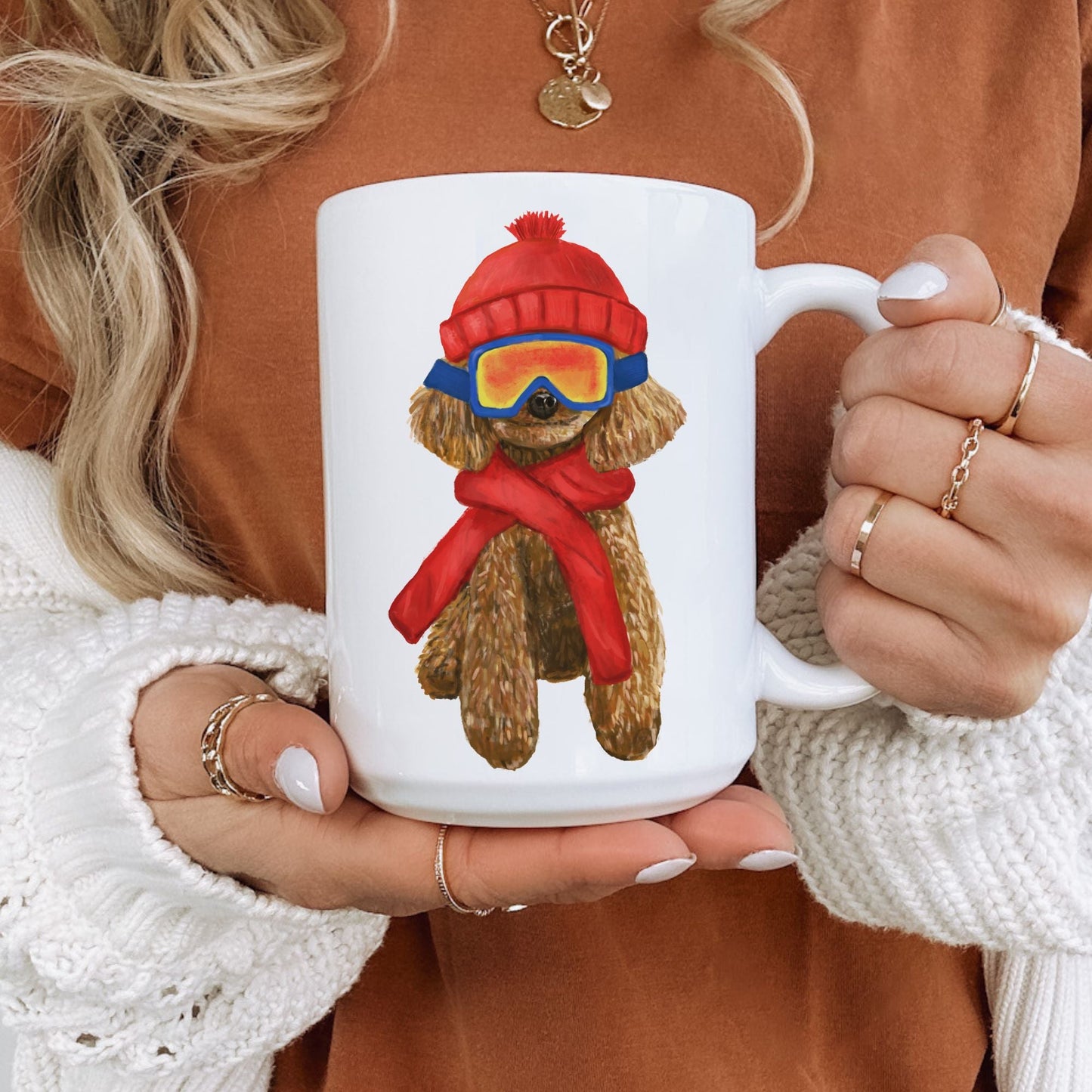 Winter Poodle Mug - MerikaArt