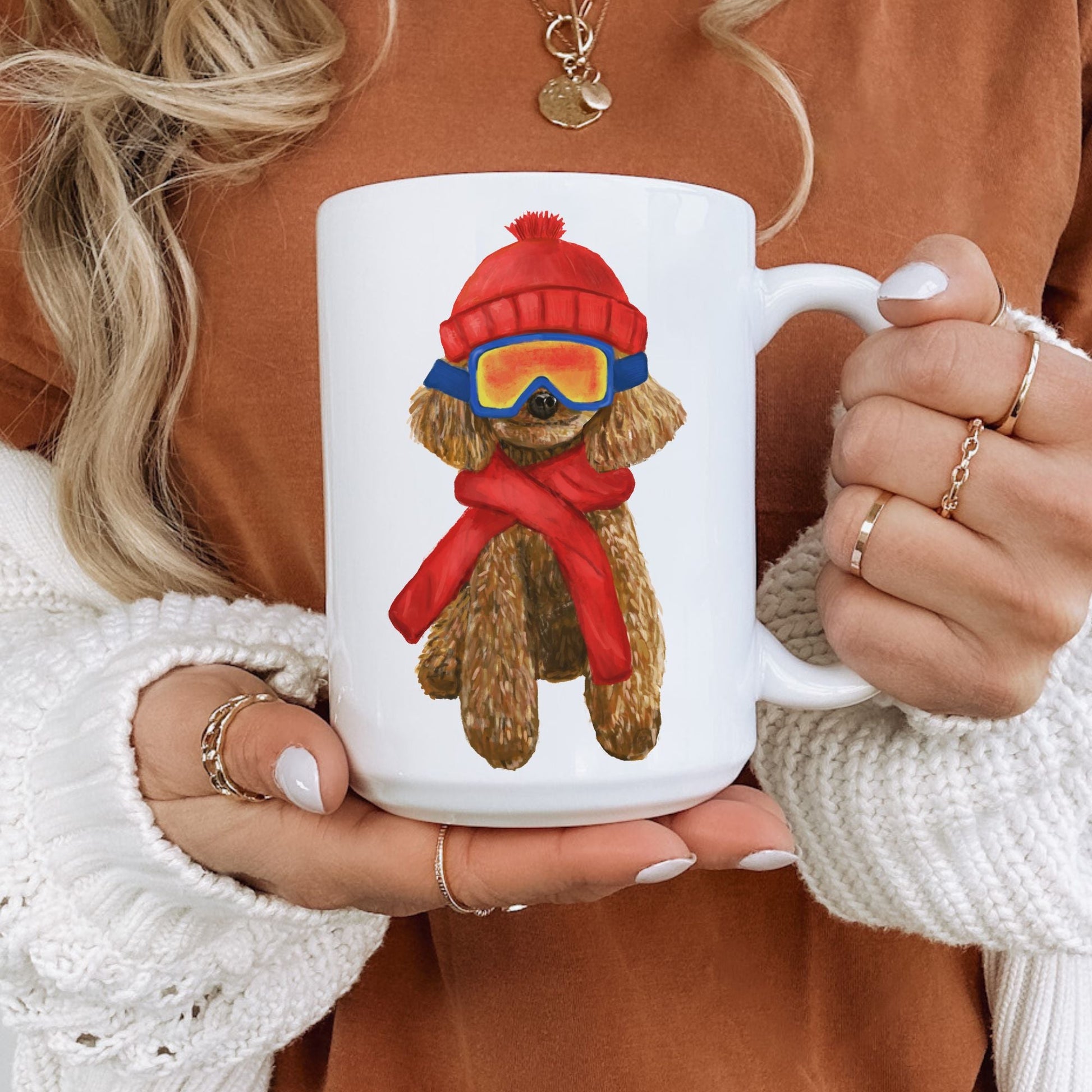 Winter Poodle Mug - MerikaArt