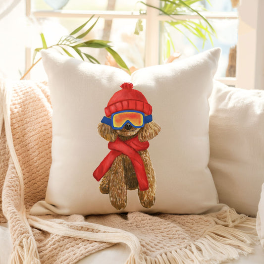 Winter Poodle Ski Pillow - MerikaArt