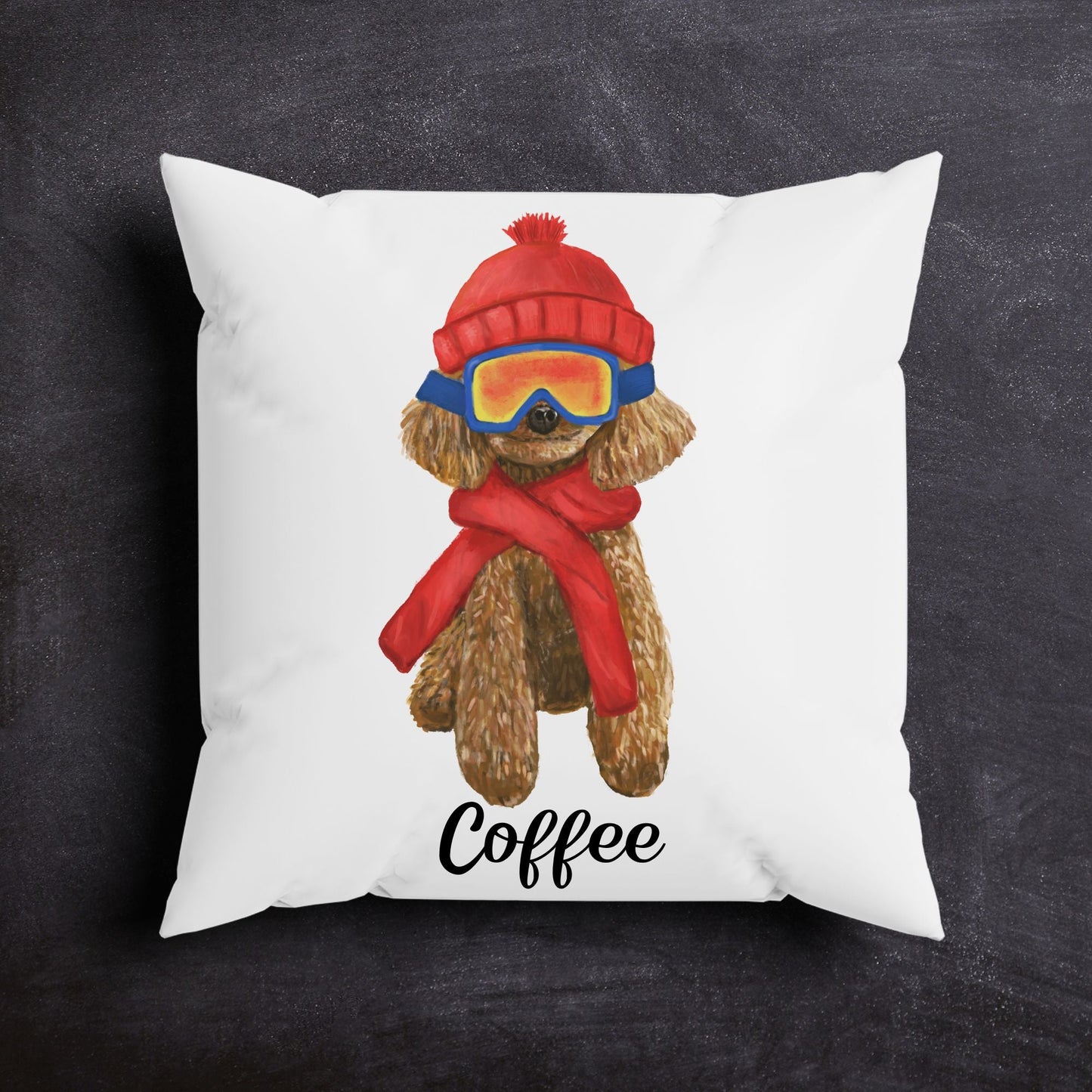 Winter Poodle Ski Pillow - MerikaArt