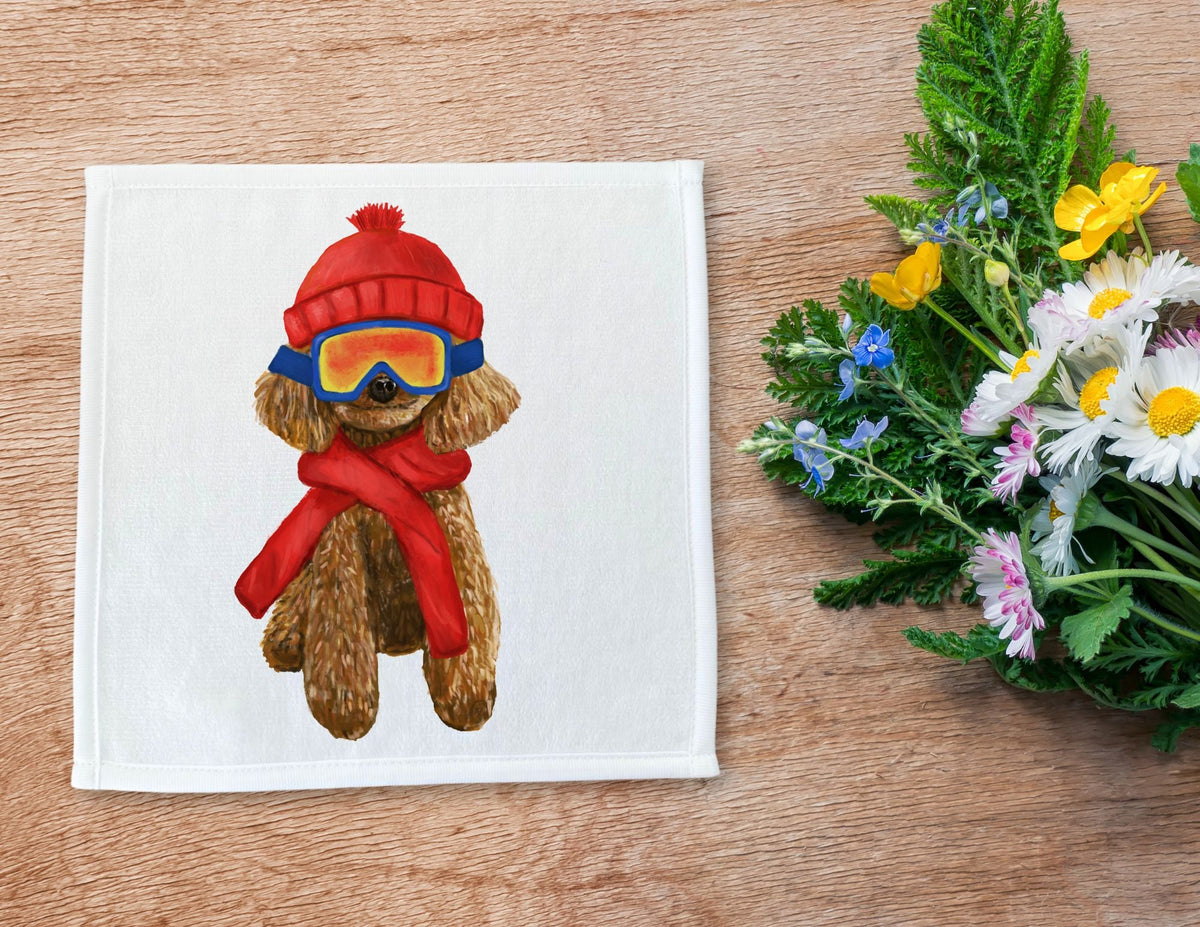 Winter Poodle Washcloth - MerikaArt