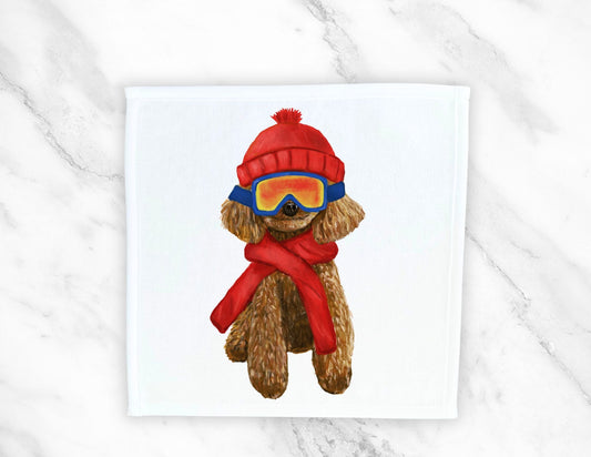 Winter Poodle Washcloth - MerikaArt