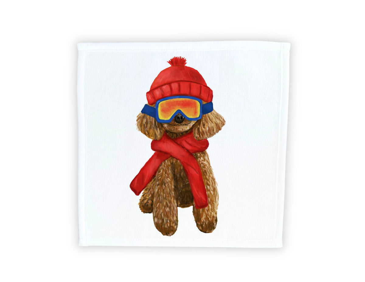 Winter Poodle Washcloth - MerikaArt