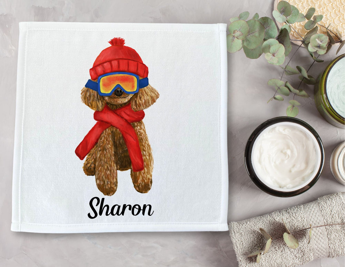 Winter Poodle Washcloth - MerikaArt