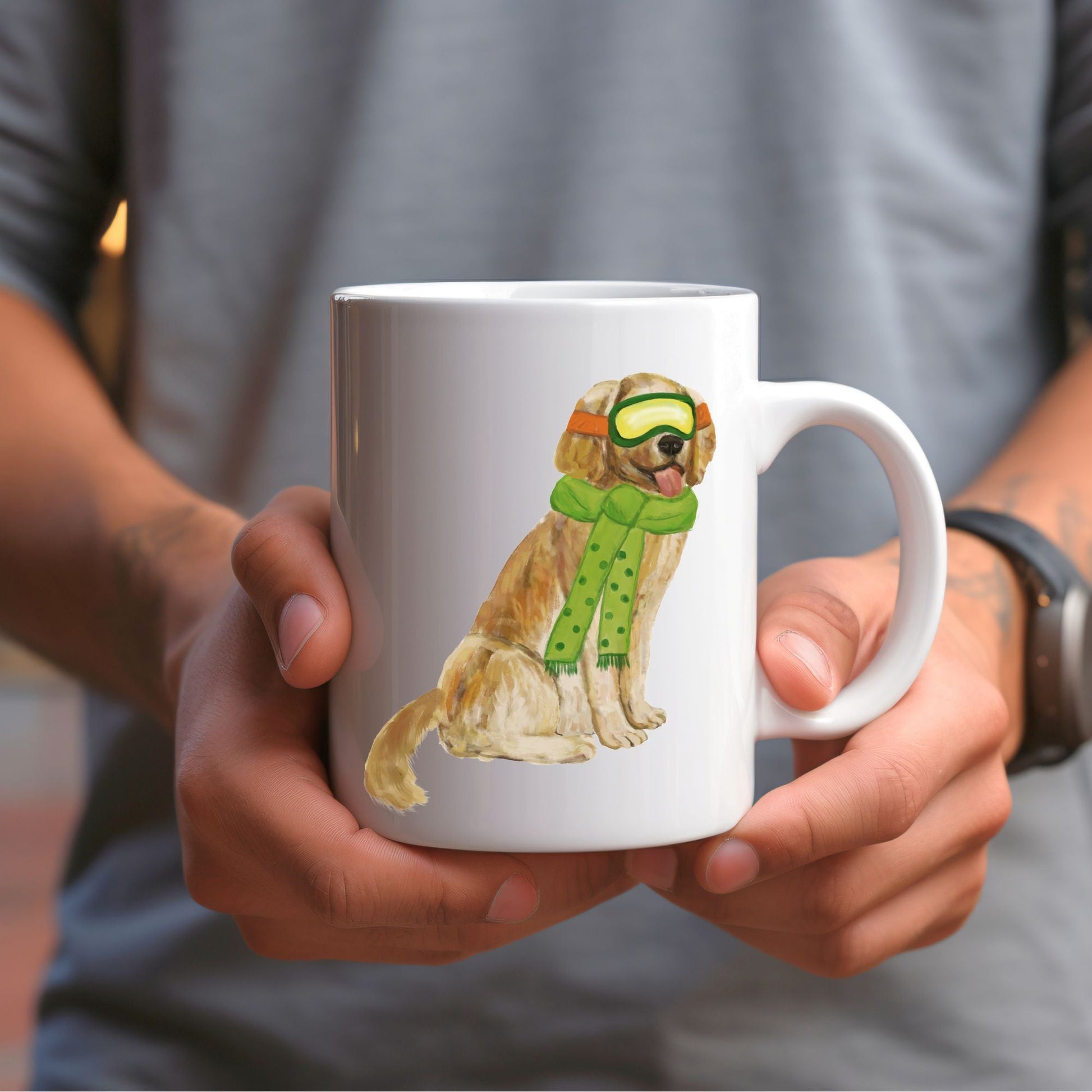 Winter Retriever Dog Mug - MerikaArt