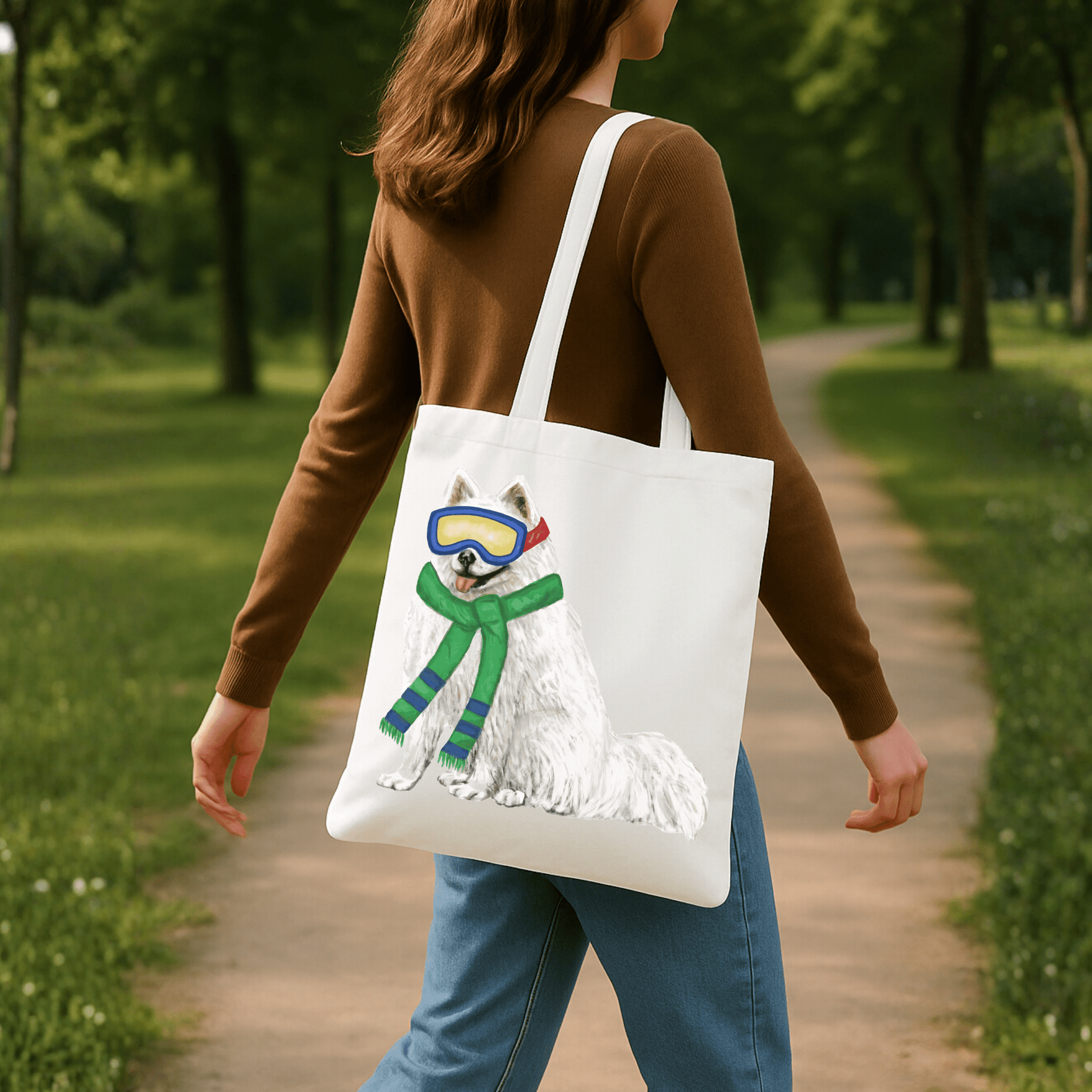 Winter Samoyed Canvas Tote Bag - MerikaArt