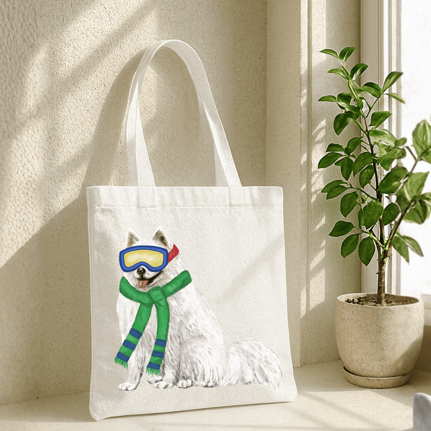 Winter Samoyed Canvas Tote Bag - MerikaArt