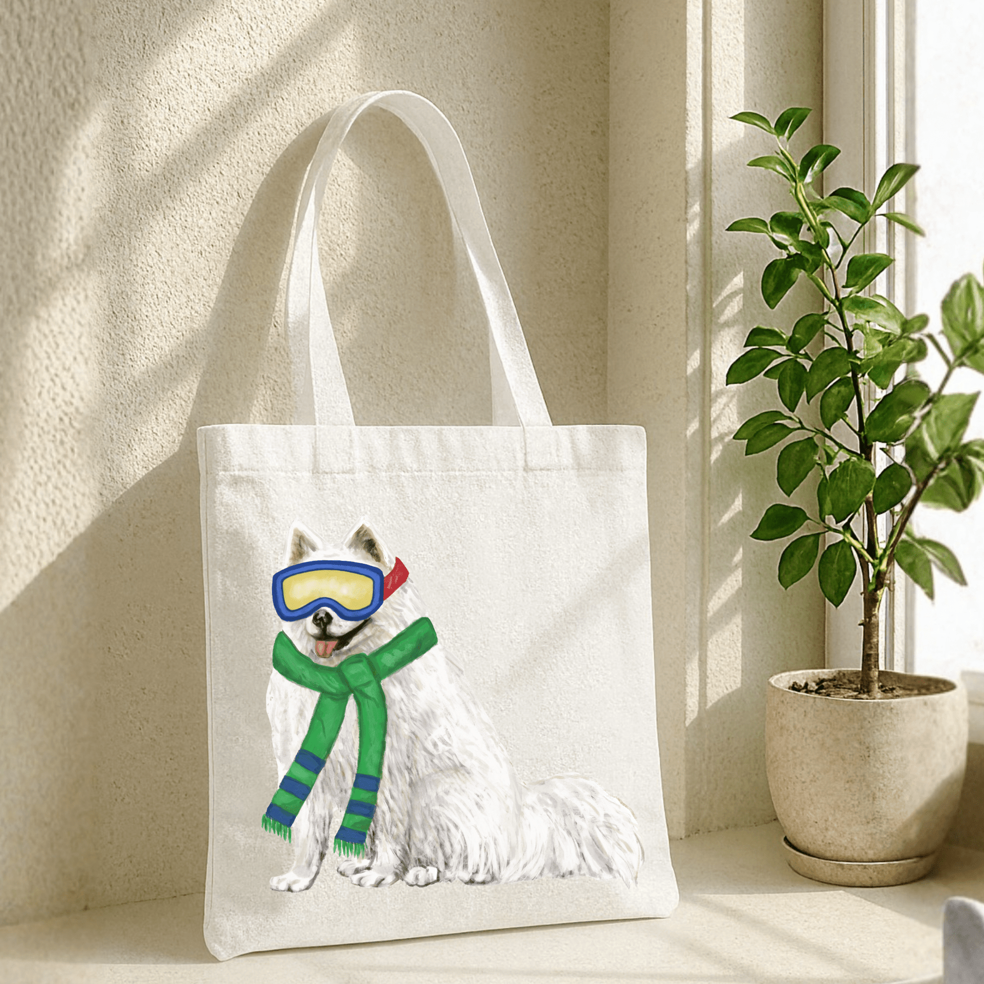 Winter Samoyed Canvas Tote Bag - MerikaArt