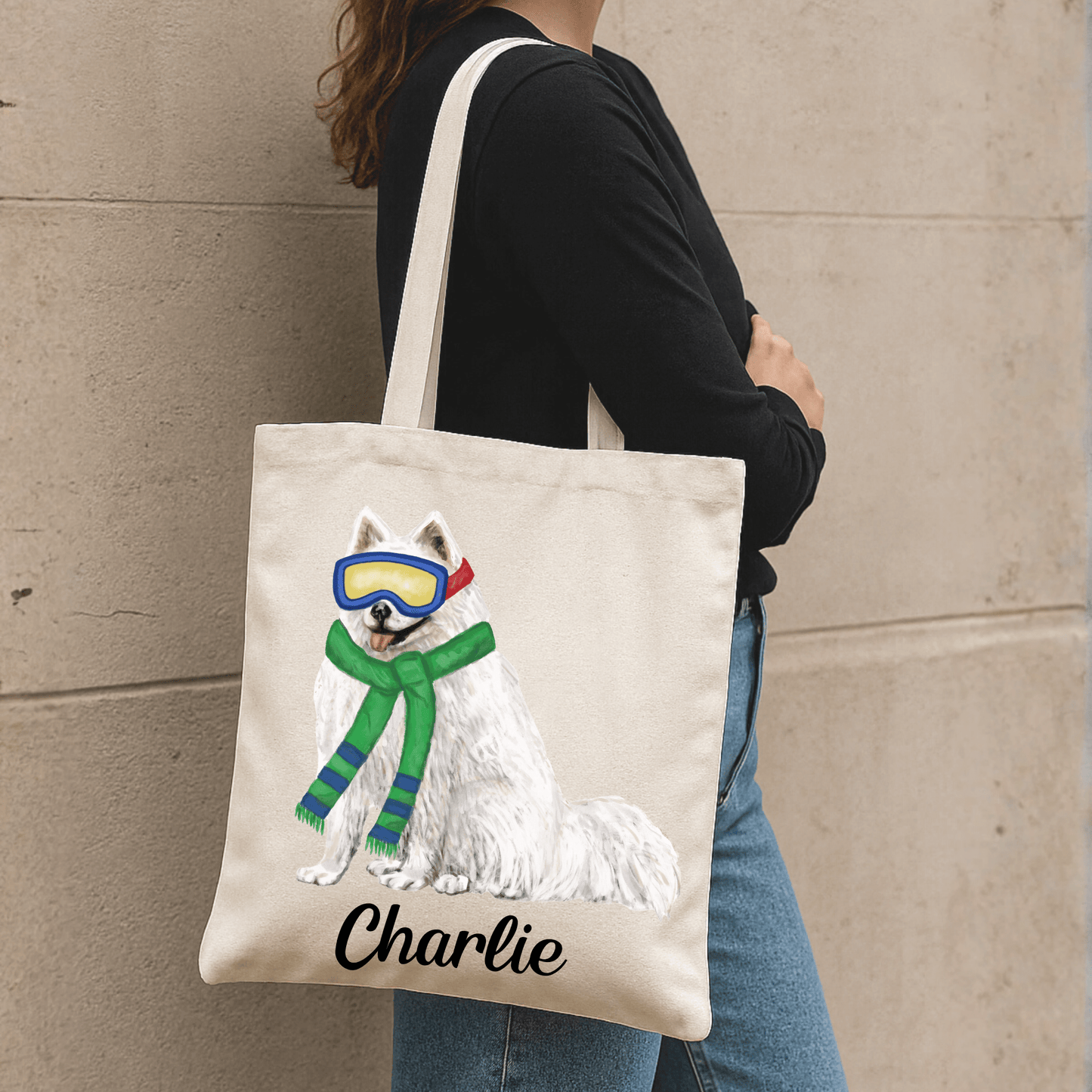 Winter Samoyed Canvas Tote Bag - MerikaArt