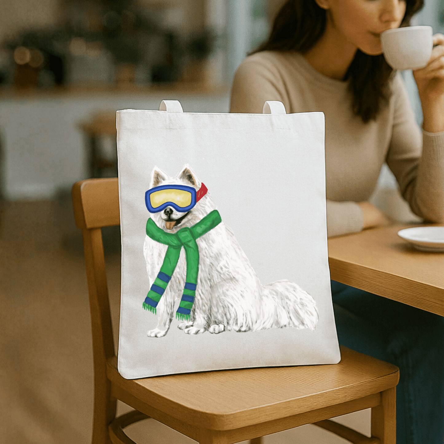Winter Samoyed Canvas Tote Bag - MerikaArt