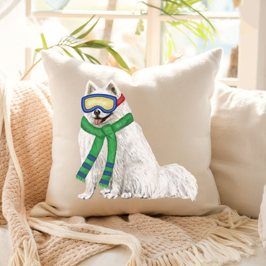 Winter Samoyed Pillow - MerikaArt