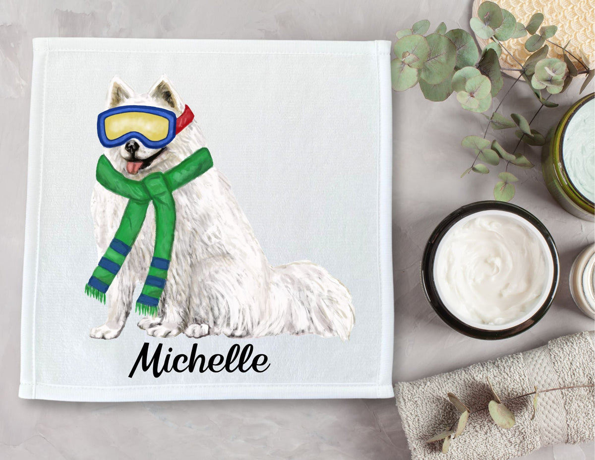 Winter Samoyed Washcloth - MerikaArt