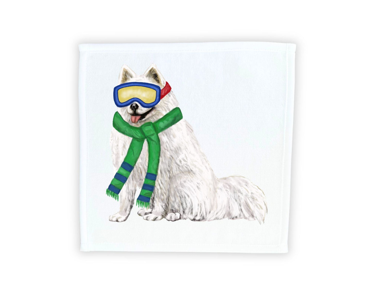 Winter Samoyed Washcloth - MerikaArt